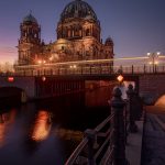 Berliner Fernsehturmrliner Dom zur blauen Stunde